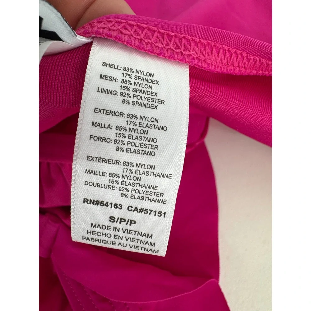 DKNY Pink Ruched Ruffle One Piece Swimsuit Adjustable Straps Pink Magenta Sz S - Picture 6 of 10